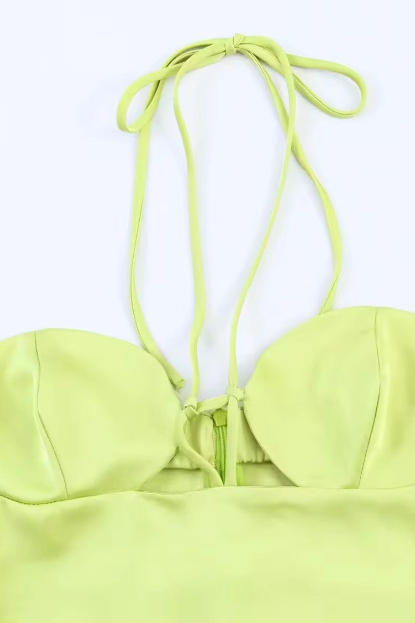 Silk Satin Bow Bustier Long Dress ANJE REBEL