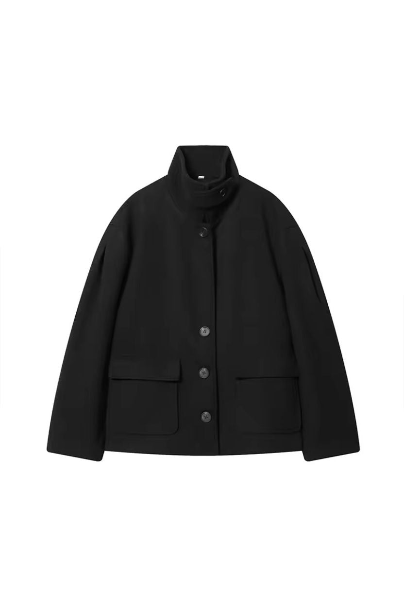 High Collar  Buttoned Coat