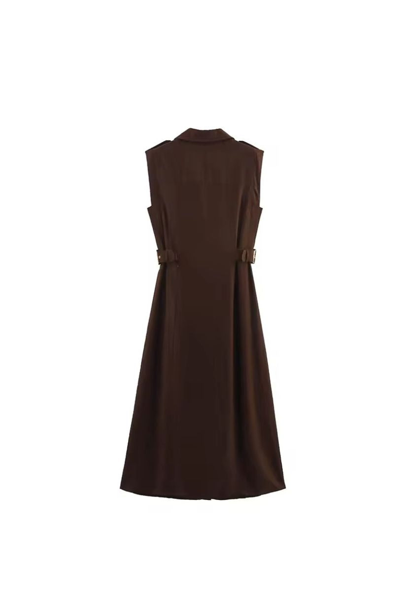 Safari Sleeveless Long Dress