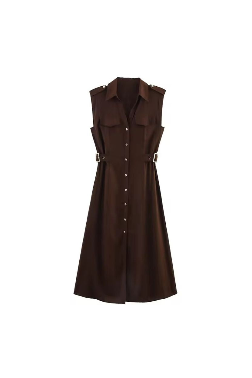 Safari Sleeveless Long Dress