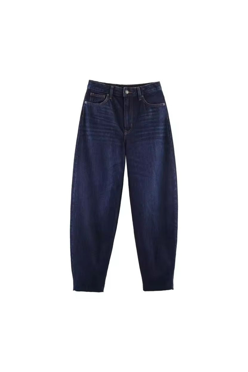 Stone-Washed Barrel Jeans