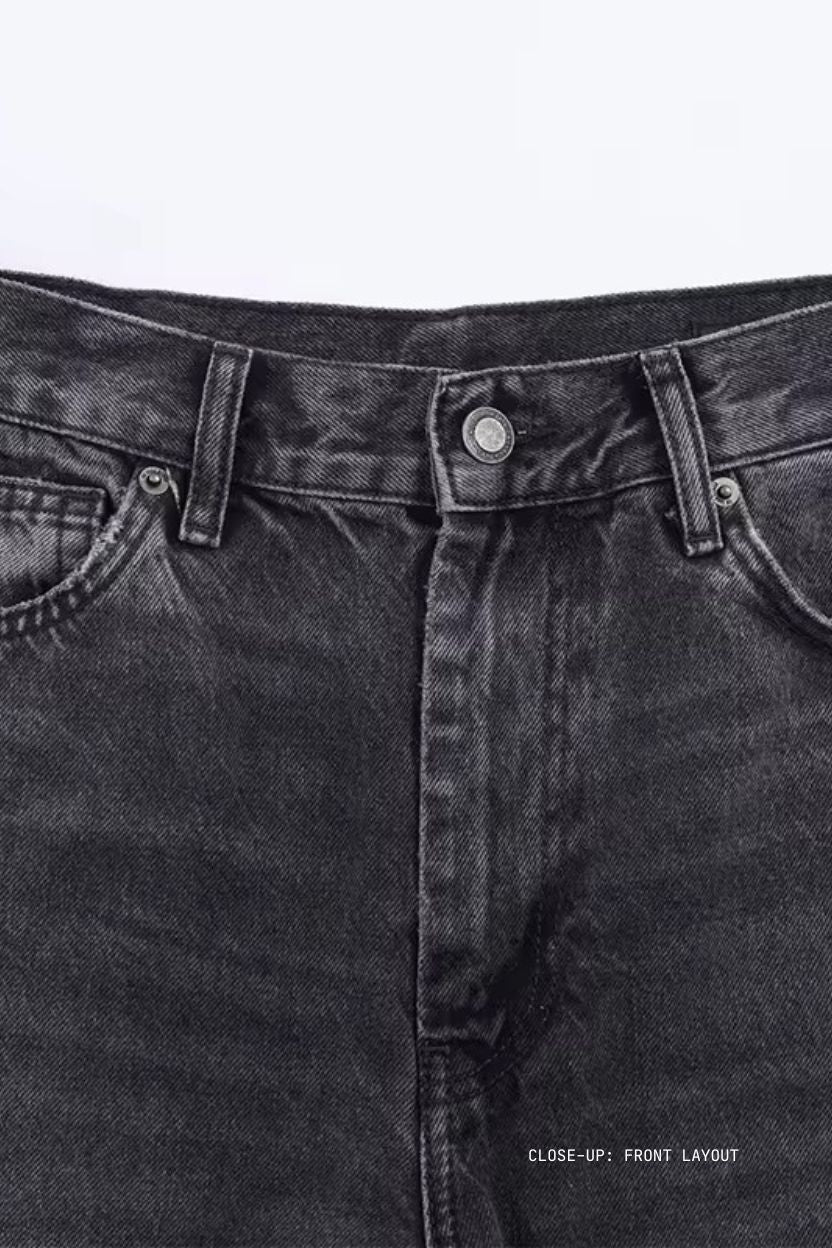 Stone-Washed Barrel Jeans