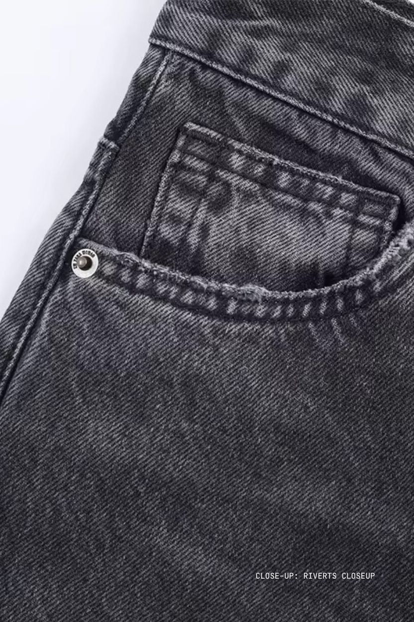 Stone-Washed Barrel Jeans