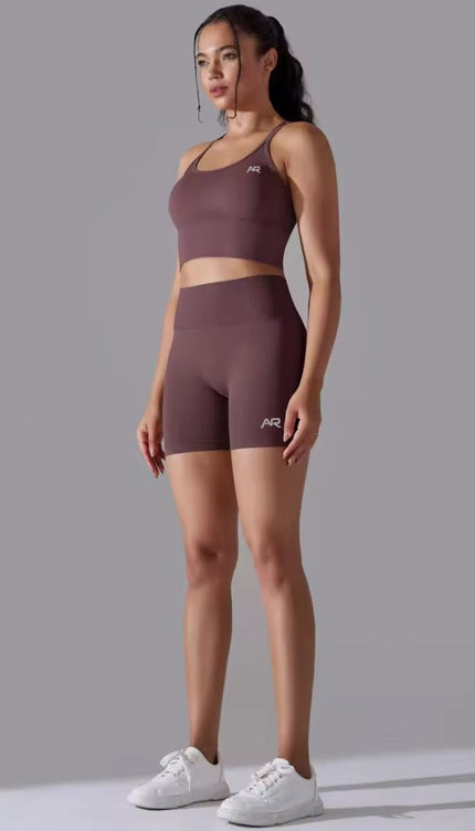 Knitted Supportive Straps Sports Bra and Short Tights Set ANJE REBEL
