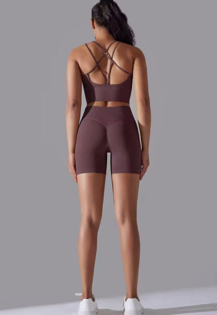 Knitted Supportive Straps Sports Bra and Short Tights Set ANJE REBEL