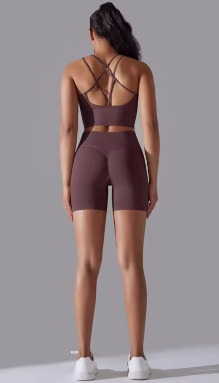 Knitted Supportive Straps Sports Bra and Short Tights Set ANJE REBEL