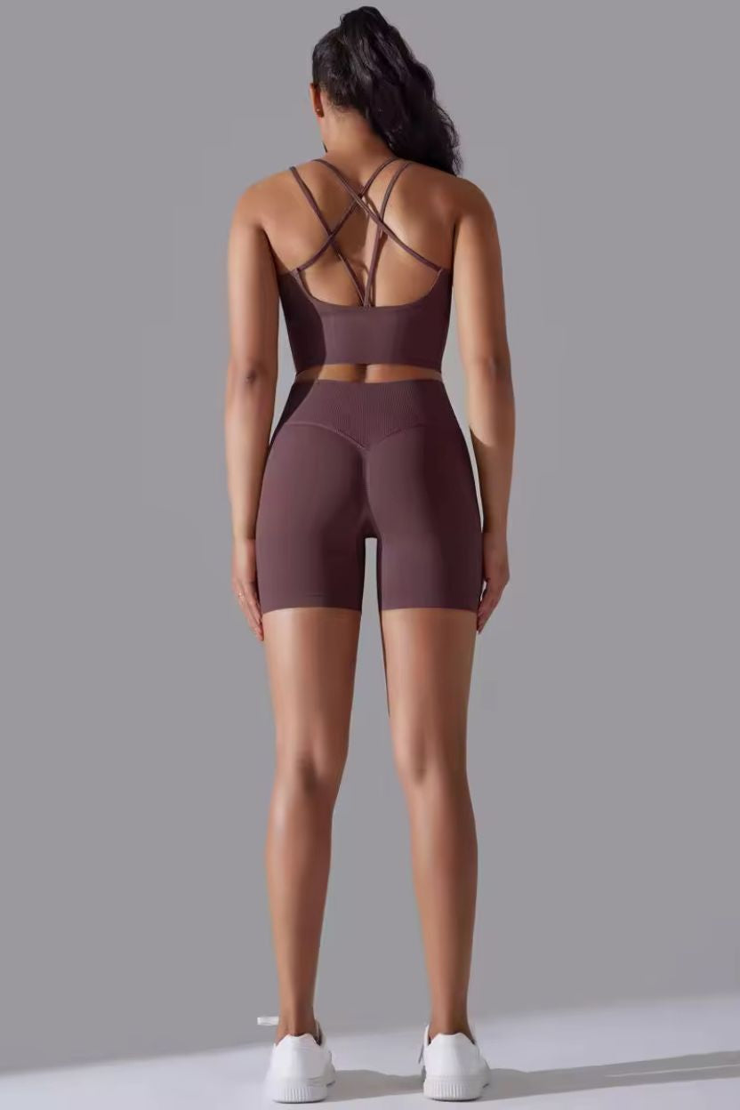 Knitted Supportive Straps Sports Bra and Short Tights Set ANJE REBEL