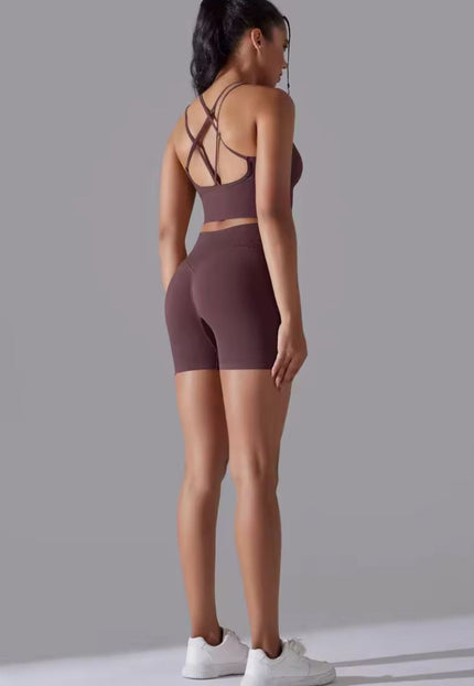 Knitted Supportive Straps Sports Bra and Short Tights Set ANJE REBEL