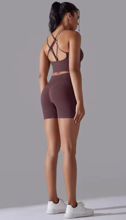 Knitted Supportive Straps Sports Bra and Short Tights Set ANJE REBEL