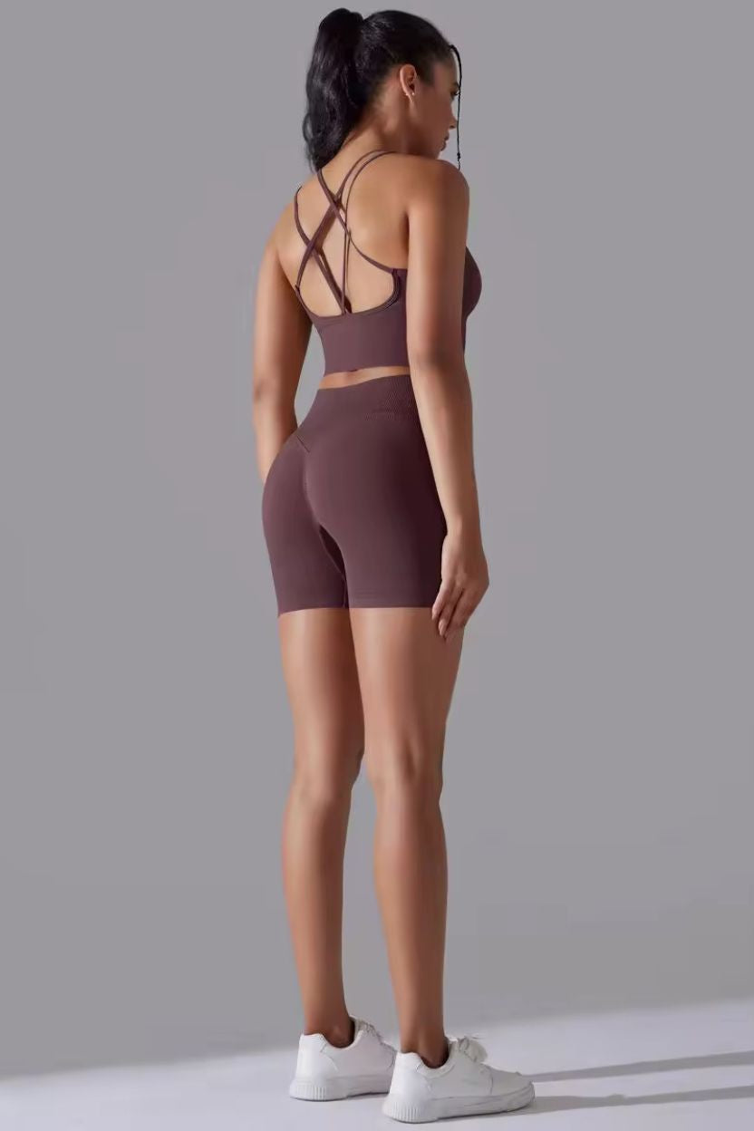 Knitted Supportive Straps Sports Bra and Short Tights Set ANJE REBEL