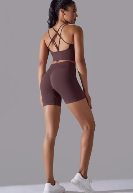 Knitted Supportive Straps Sports Bra and Short Tights Set ANJE REBEL