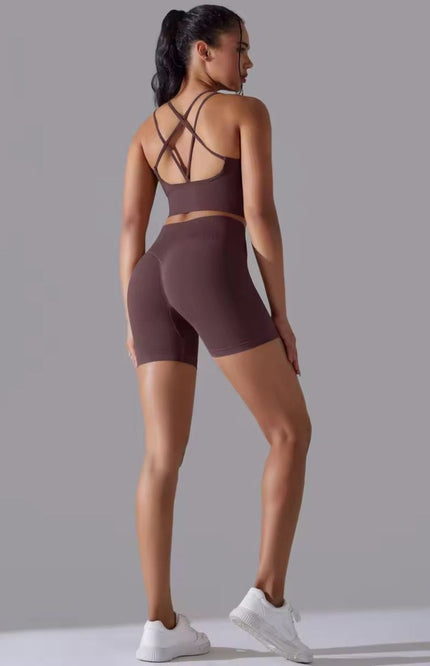 Knitted Supportive Straps Sports Bra and Short Tights Set ANJE REBEL