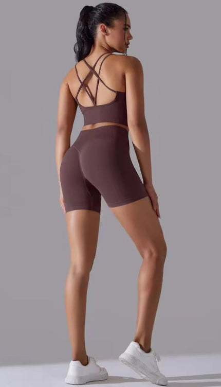 Knitted Supportive Straps Sports Bra and Short Tights Set ANJE REBEL