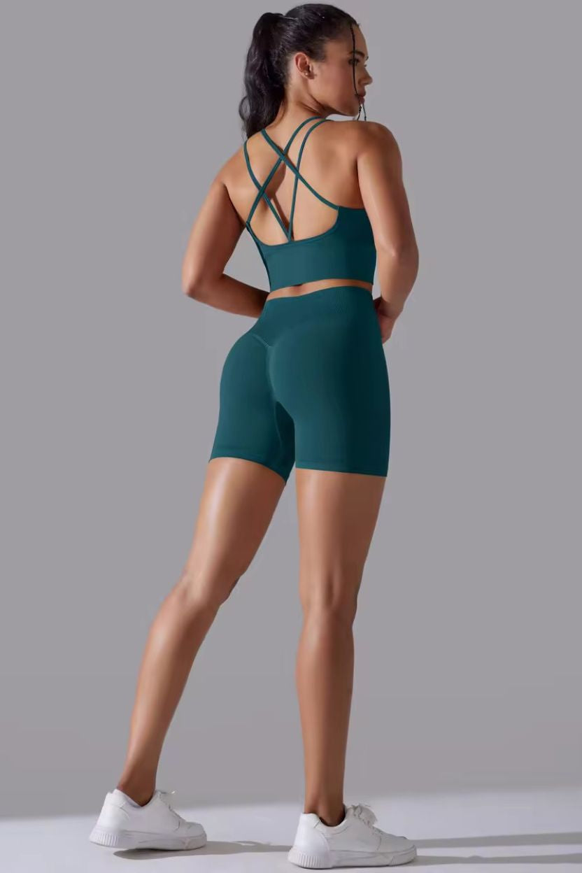 Knitted Supportive Straps Sports Bra and Short Tights Set ANJE REBEL