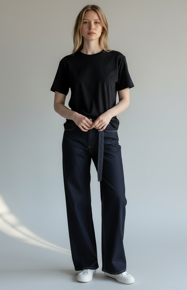 Indigo Recycled Cotton Straight-Cut Jeans ANJE REBEL