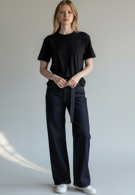 Indigo Recycled Cotton Straight-Cut Jeans ANJE REBEL