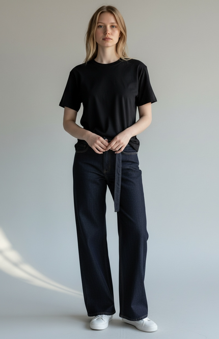 Indigo Recycled Cotton Straight-Cut Jeans ANJE REBEL