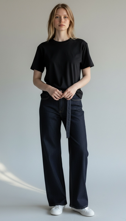 Indigo Recycled Cotton Straight-Cut Jeans ANJE REBEL