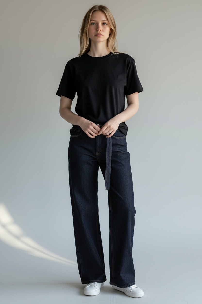 Indigo Recycled Cotton Straight-Cut Jeans ANJE REBEL