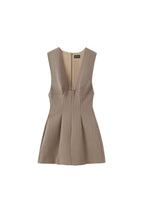 Plunging V-Neck Pinstripe Mini Dress ANJE REBEL
