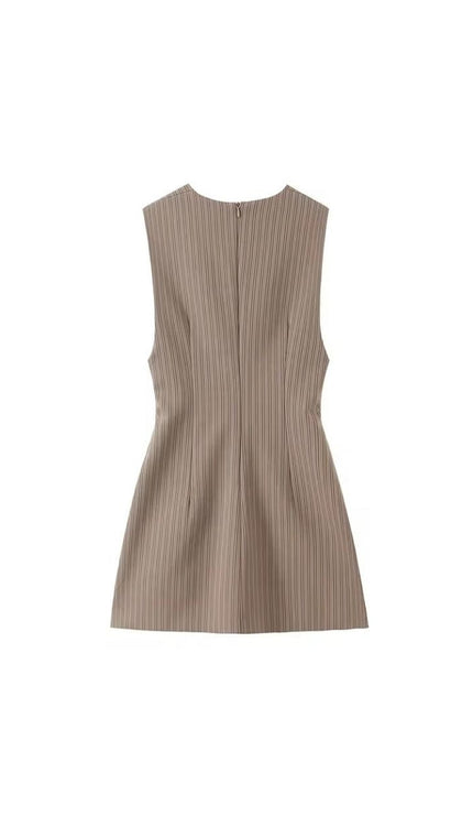 Plunging V-Neck Pinstripe Mini Dress ANJE REBEL