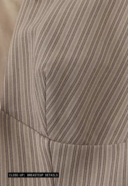 Plunging V-Neck Pinstripe Mini Dress ANJE REBEL