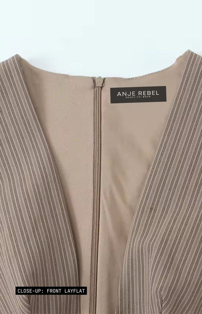 Plunging V-Neck Pinstripe Mini Dress ANJE REBEL