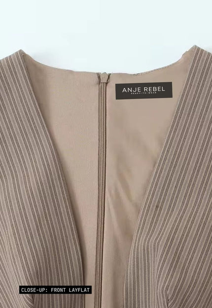 Plunging V-Neck Pinstripe Mini Dress ANJE REBEL