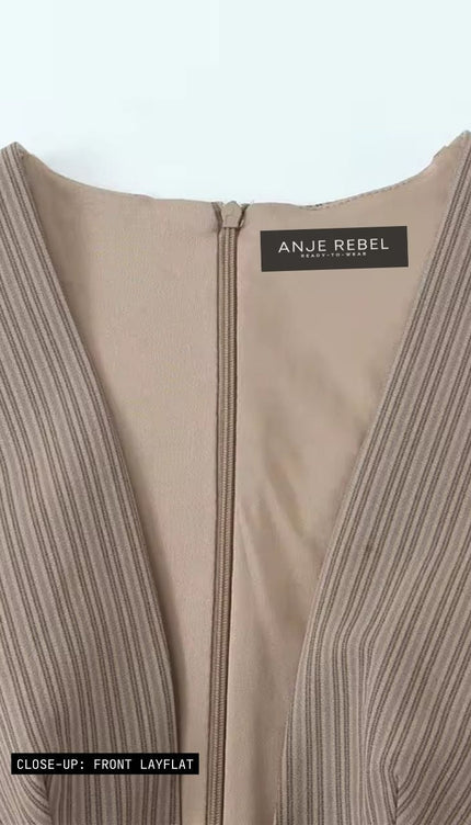 Plunging V-Neck Pinstripe Mini Dress ANJE REBEL