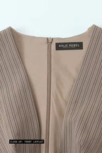 Plunging V-Neck Pinstripe Mini Dress ANJE REBEL