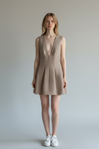 Plunging V-Neck Pinstripe Mini Dress ANJE REBEL
