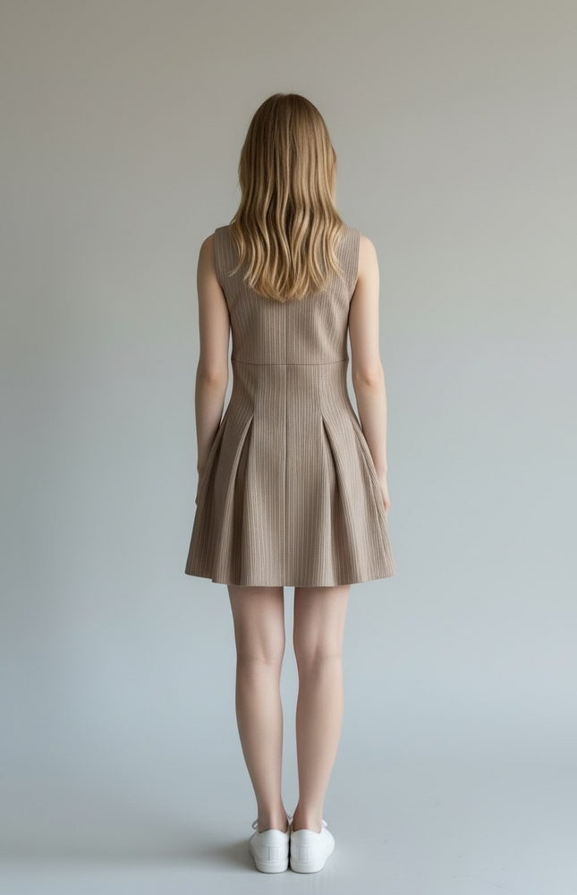 Plunging V-Neck Pinstripe Mini Dress ANJE REBEL