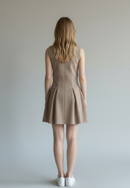 Plunging V-Neck Pinstripe Mini Dress ANJE REBEL