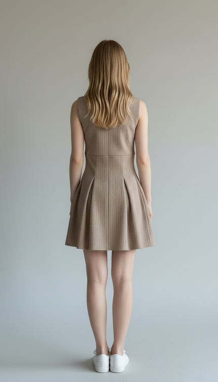 Plunging V-Neck Pinstripe Mini Dress ANJE REBEL