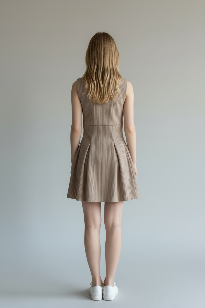 Plunging V-Neck Pinstripe Mini Dress ANJE REBEL