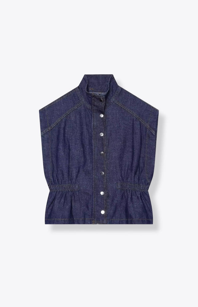 Nautical Buttoned Up High Collar Vest ANJE REBEL
