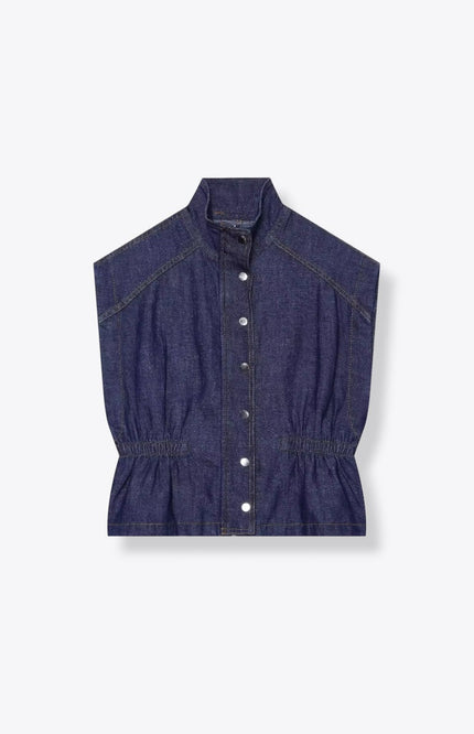Nautical Buttoned Up High Collar Vest ANJE REBEL