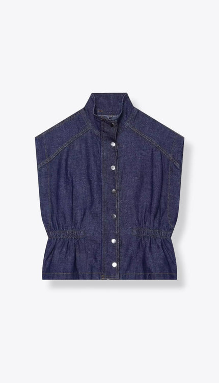 Nautical Buttoned Up High Collar Vest ANJE REBEL
