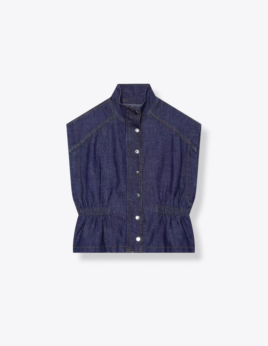 Nautical Buttoned Up High Collar Vest ANJE REBEL