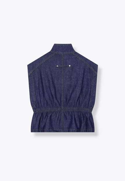 Nautical Buttoned Up High Collar Vest ANJE REBEL