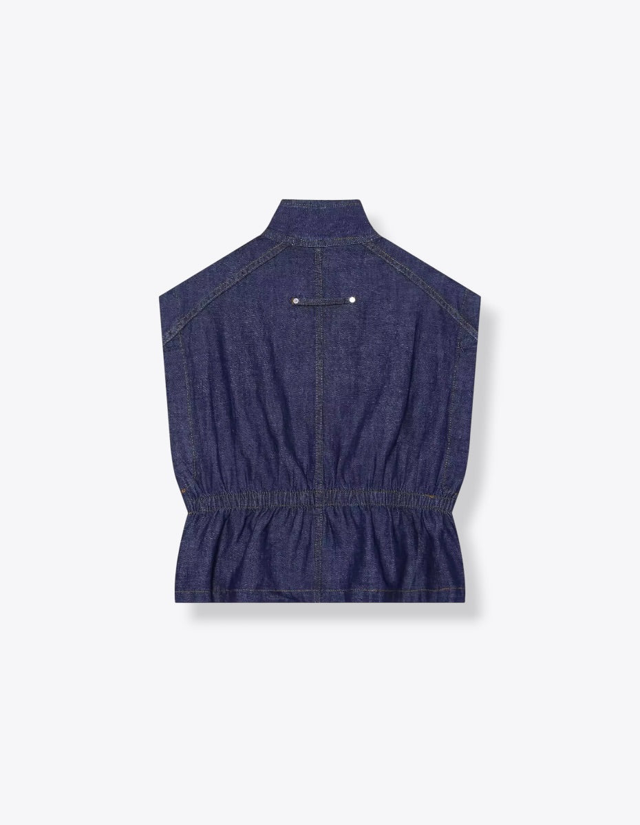 Nautical Buttoned Up High Collar Vest ANJE REBEL
