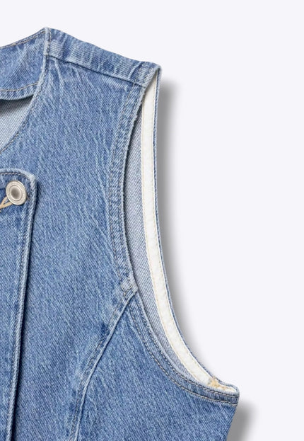 Light Denim Buttoned Up Smart Open Vest ANJE REBEL