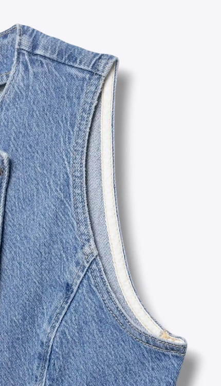 Light Denim Buttoned Up Smart Open Vest ANJE REBEL