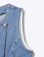 Light Denim Buttoned Up Smart Open Vest ANJE REBEL