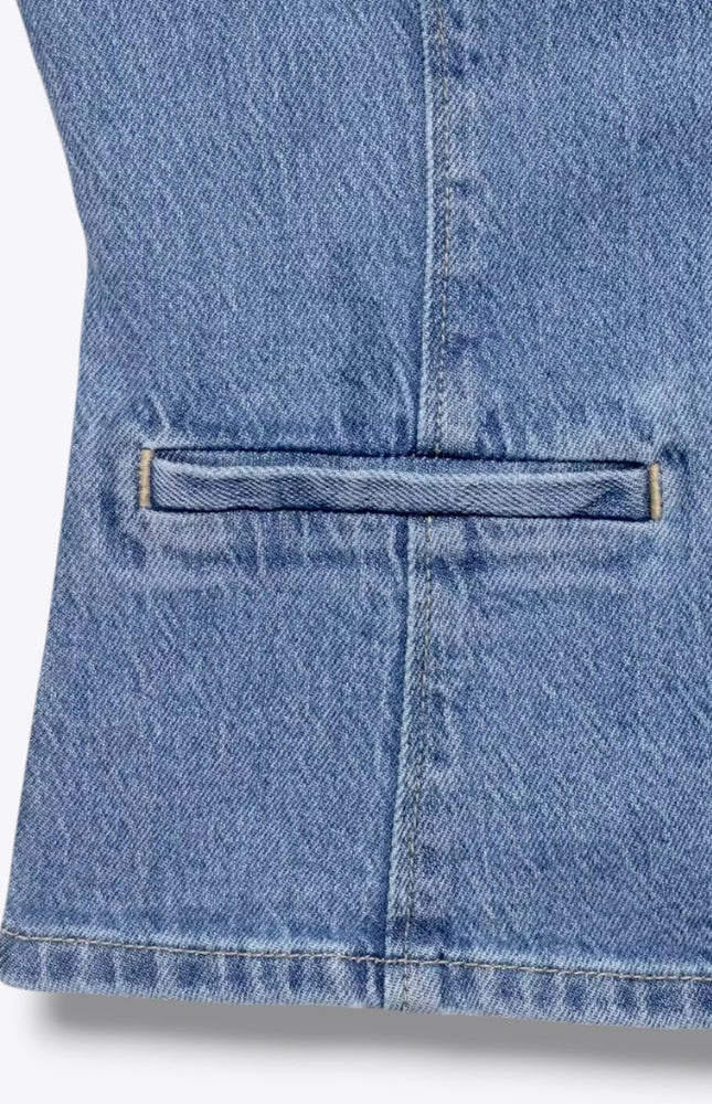Light Denim Buttoned Up Smart Open Vest ANJE REBEL