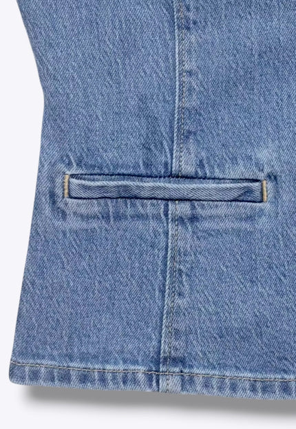 Light Denim Buttoned Up Smart Open Vest ANJE REBEL