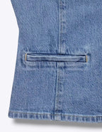 Light Denim Buttoned Up Smart Open Vest ANJE REBEL