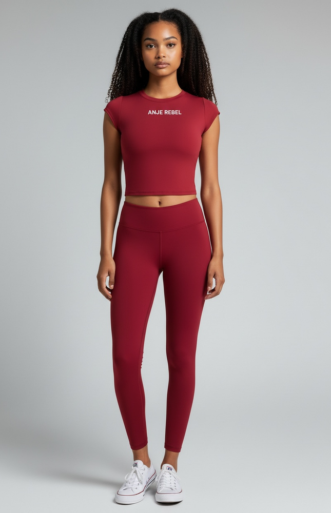 Crimson Bare Back Short Sleeves Shirt ANJE REBEL