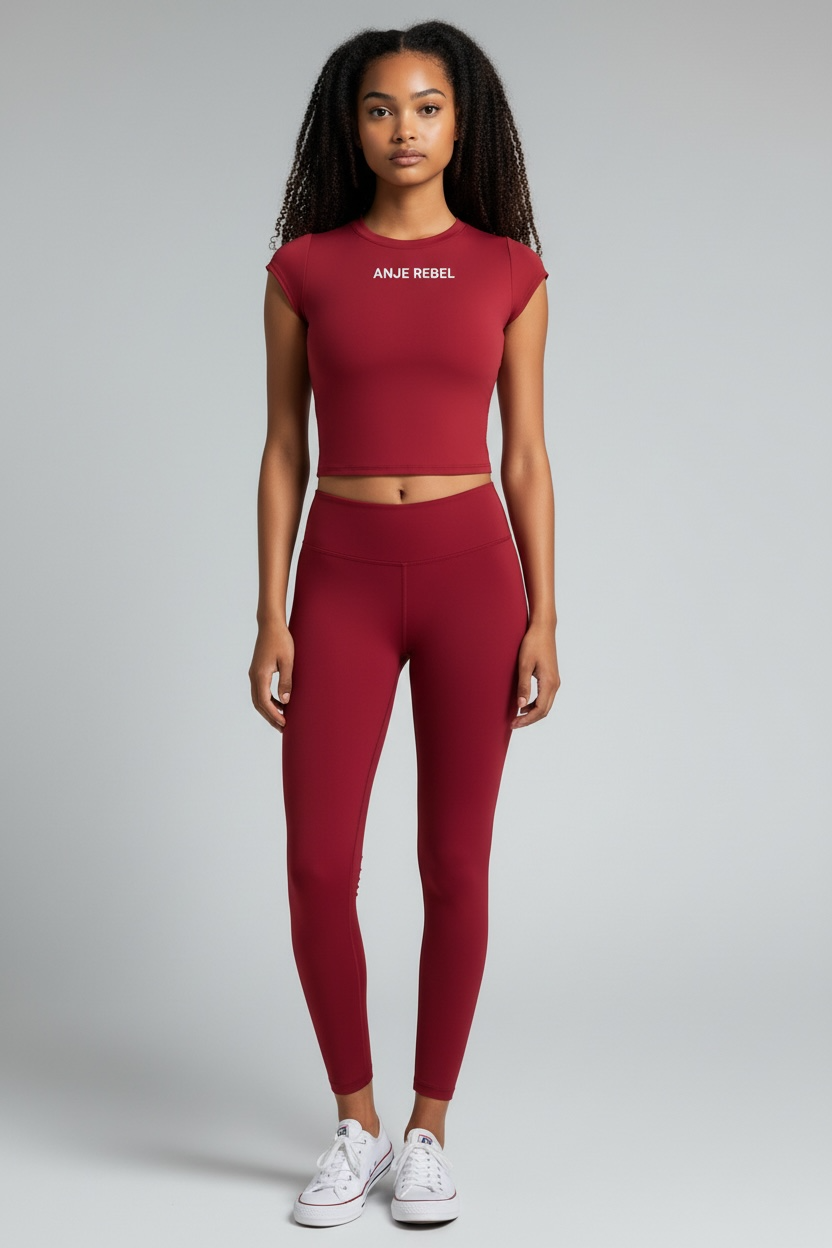 Crimson Bare Back Short Sleeves Shirt ANJE REBEL