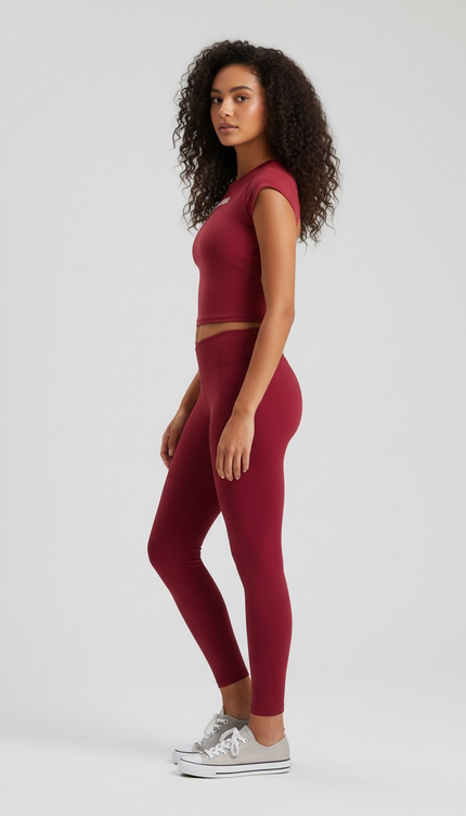 Crimson Bare Back Short Sleeves Shirt ANJE REBEL